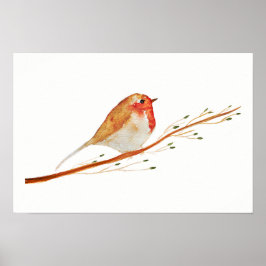 Waterverf Robin Bird Poster