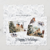 Waterverf Robin Botanical Foto Feestdagenkaart (Voorkant / Achterkant)