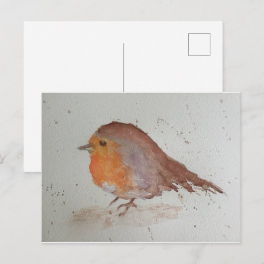 Waterverf Robin Briefkaart (Voorkant / Achterkant)