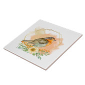 Waterverf Robin en Wildflower Lijst Tegeltje (Zijkant)