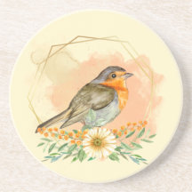  Waterverf Robin en Wildflower Lijst