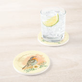 Waterverf Robin en Wildflower Lijst Zandsteen Onderzetter (Zijkant)