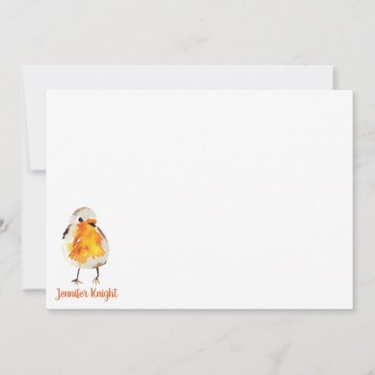 Waterverf Robin & Feathers Stationery Flat Card Notitiekaartje (Voorkant)
