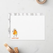 Waterverf Robin & Feathers Stationery Flat Card Notitiekaartje (Voorkant / Achterkant in situ)