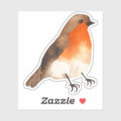 Waterverf Robin Garden Bird Sticker (Vel)