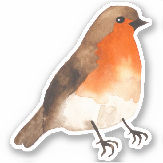 Waterverf Robin Garden Bird Sticker (Voorkant)