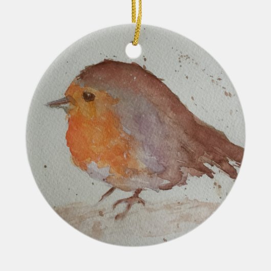 Waterverf Robin Keramisch Ornament (Voorkant)