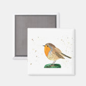 Waterverf robin kerstwinter magneet (Voorkant / Achterkant)