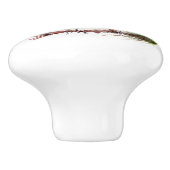 Waterverf Robin op een tak Keramische Knop (Zijkant)