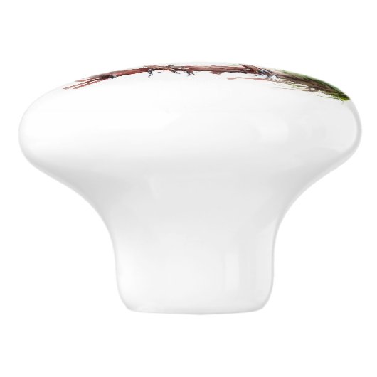 Waterverf Robin op een tak Keramische Knop (Zijkant)