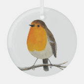 Waterverf Robin Redborst Glas Ornament (Voorkant)