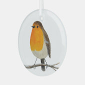 Waterverf Robin Redborst Glas Ornament (Voorkant links)