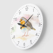 Waterverf Robin - wandklok met cijfers (Hoek)