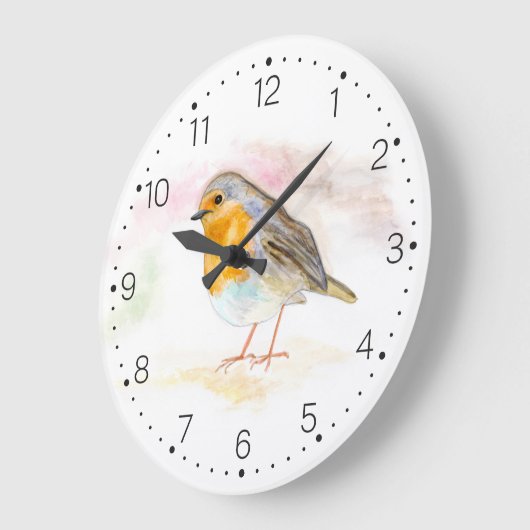 Waterverf Robin - wandklok met cijfers (Hoek)