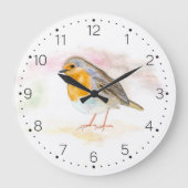 Waterverf Robin - wandklok met cijfers (Voorkant)