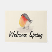 Waterverf Robin Welcome Spring door Mat (Voorkant)