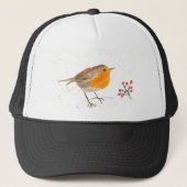 Waterverf Robin Winter-kerstvogel Trucker Pet (Voorkant)
