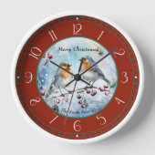 Waterverf Robins Kerstmis Wall Clock (Voorkant)