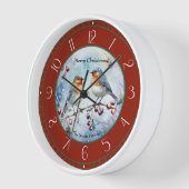Waterverf Robins Kerstmis Wall Clock (Hoek)