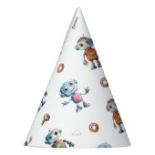 Waterverf Robot Kinderen Verjaardag Wit Feesthoedjes (Links)