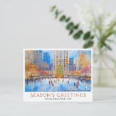 Waterverf Rockefeller Center NYC Travel Christmas Feestdagenkaart (Staand voorkant)