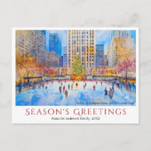 Waterverf Rockefeller Center NYC Travel Christmas Feestdagenkaart (Voorkant)