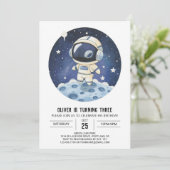 Waterverf Rocket Modern Astronaut Boy Verjaardag Kaart (Staand voorkant)