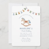 Waterverf Rocking Horese, verjaardagsuitnodiging Kaart (Voorkant)