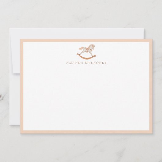 Waterverf Rocking Horse Baby shower Hartelijk dank Notitiekaartje (Voorkant)