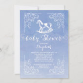Waterverf Rocking Horse Baby shower Invitation Kaart (Voorkant)
