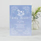 Waterverf Rocking Horse Baby shower Invitation Kaart (Staand voorkant)