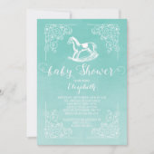 Waterverf Rocking Horse Baby shower Invitation Kaart (Voorkant)