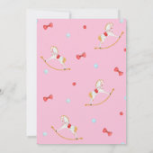 Waterverf Rocking Horse Roze Baby shower Kaart (Achterkant)