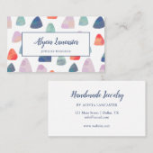 Waterverf Rocks Coral & Blue Jewelry Designer Visitekaartje (Voorkant / Achterkant)