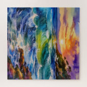 Waterverf Rocky Shoreline zonsopgang puzzel (Horizontaal)