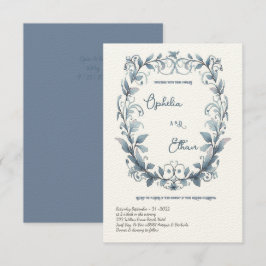 Waterverf Rococo Floral Wreath bruiloft uitnodigin Kaart