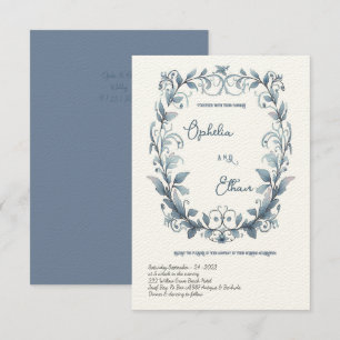 Waterverf Rococo Floral Wreath bruiloft uitnodigin Kaart