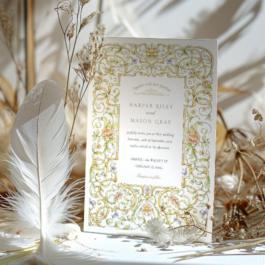 Waterverf Rococo Lijst bruiloft Kaart