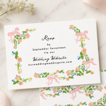 Waterverf Rococo Tuin Bruiloft Website RSVP Kaart