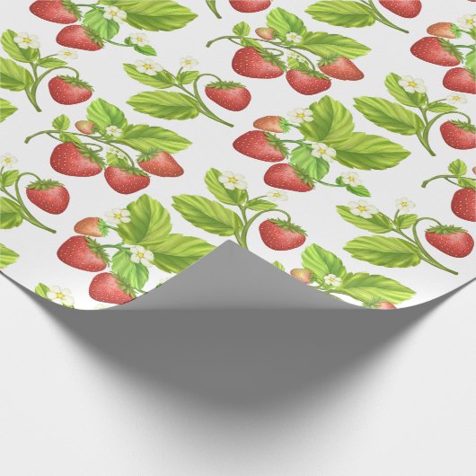 Waterverf rode aardbei cadeaupapier (Hoek)