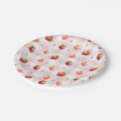 Waterverf Rode Aardbei Roze Plaid Papieren Bordje (Gekanteld)