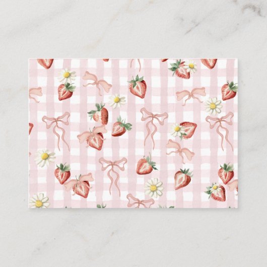 Waterverf Rode aardbeien daisy verjaardag baby sho Informatiekaartje (Achterkant)