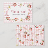 Waterverf Rode aardbeien daisy verjaardag baby sho Informatiekaartje (Voorkant / Achterkant)