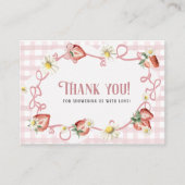 Waterverf Rode aardbeien daisy verjaardag baby sho Informatiekaartje (Voorkant)