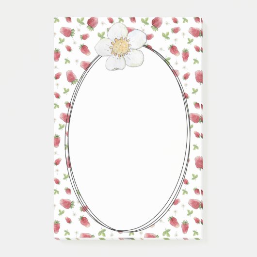 Waterverf rode aardbeien Patroon Post-it® Notes (Voorkant)