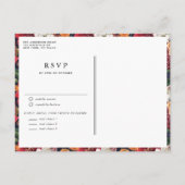 Waterverf rode amaryllis en herfstbloemenbruiloft uitnodiging briefkaart (Achterkant)