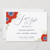 💮 Waterverf Rode Anemoon bruiloft Save Our Date Save The Date (Voorkant)