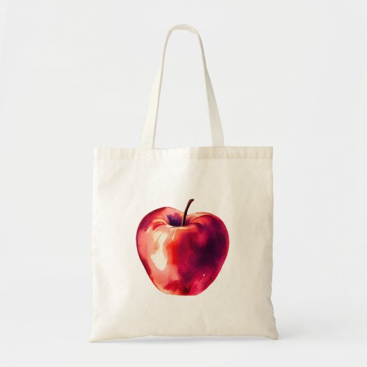 Waterverf rode appel tote bag (Voorkant)
