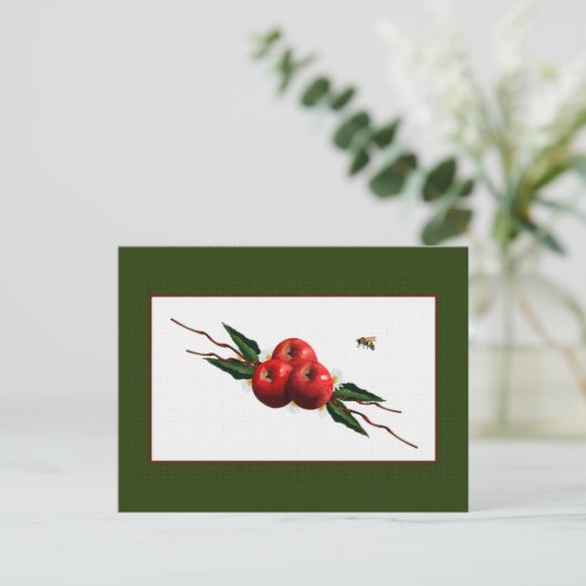 Waterverf rode appels briefkaart (Staand voorkant)