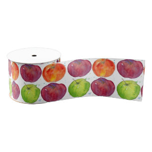 Waterverf rode appels — Illustratie van vruchten Grosgrain Lint